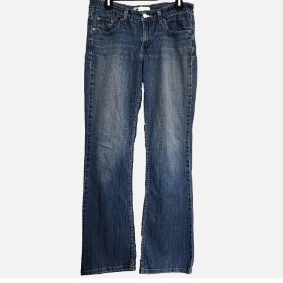 Levis 518 Jeans Womens Sz 9L Blue Superlow Bootcut Medium Wash Denim Stretch - Picture 1 of 15